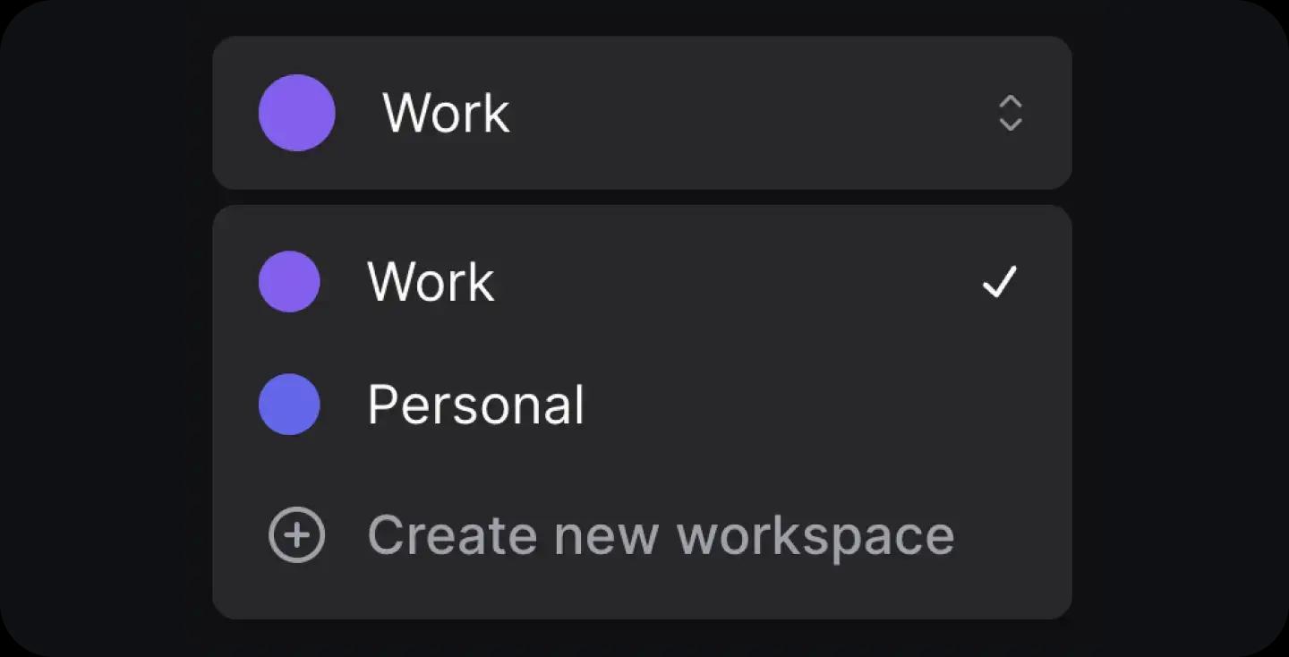 Organize your notes and pages into workspaces